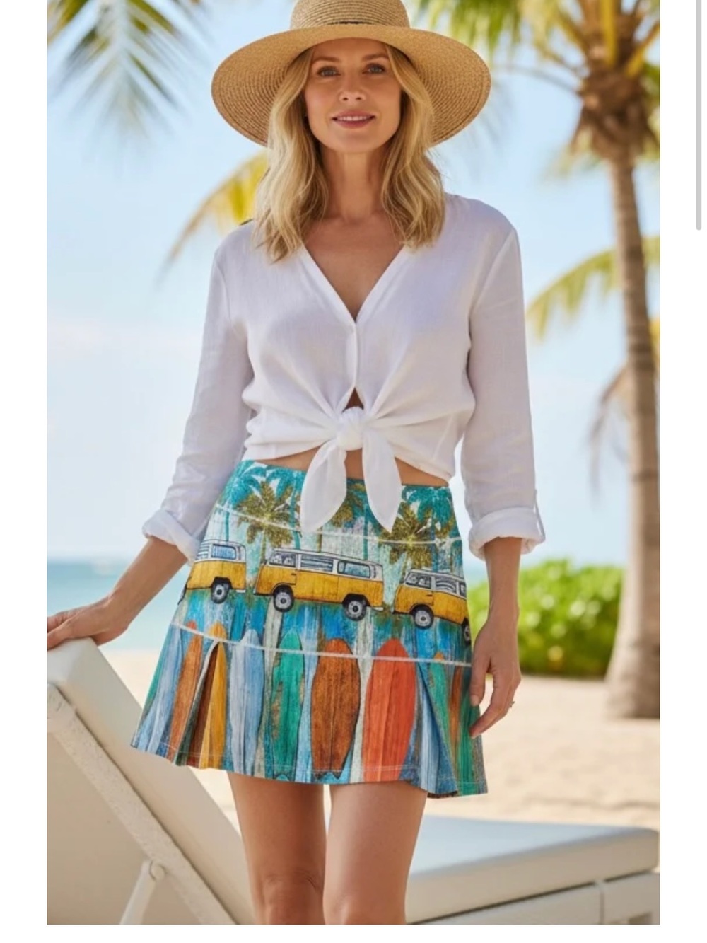 Women’s Tropical Surfboard Print Mini Skirt - Trunkers